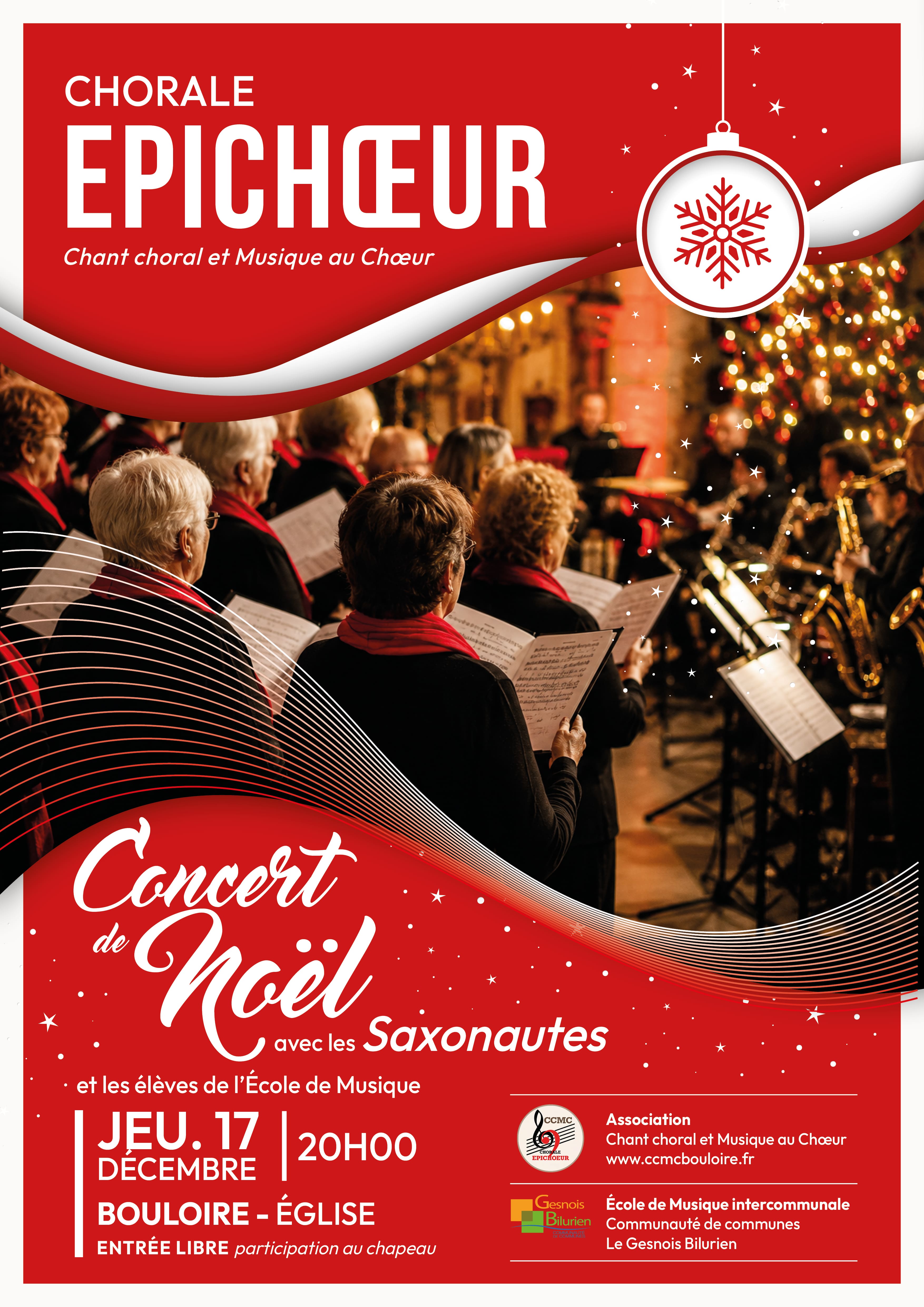 Concert de Noël de la chorale Épichoeur avec les Saxonautes