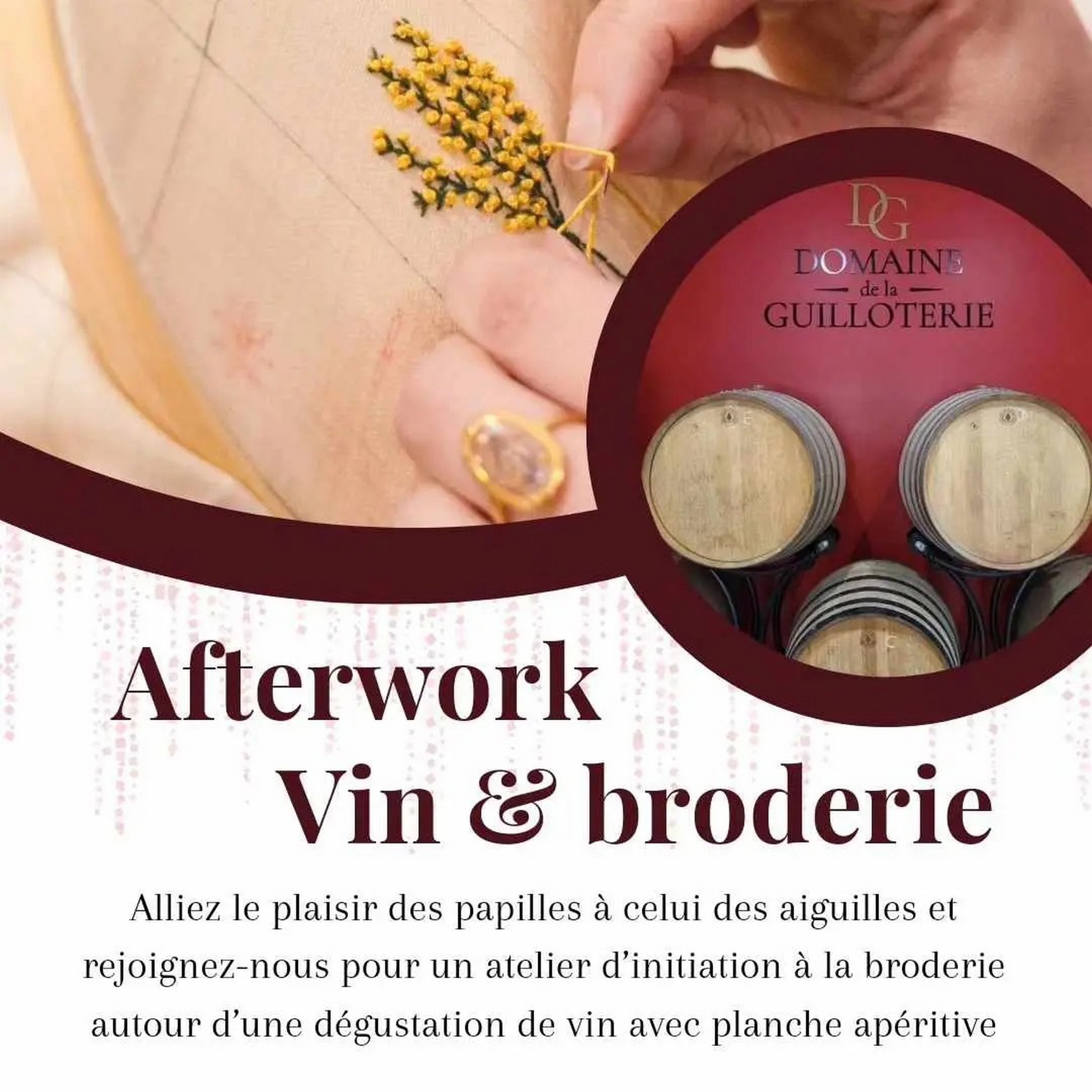 Afterwork vin & broderie Du 8 nov au 6 déc 2024