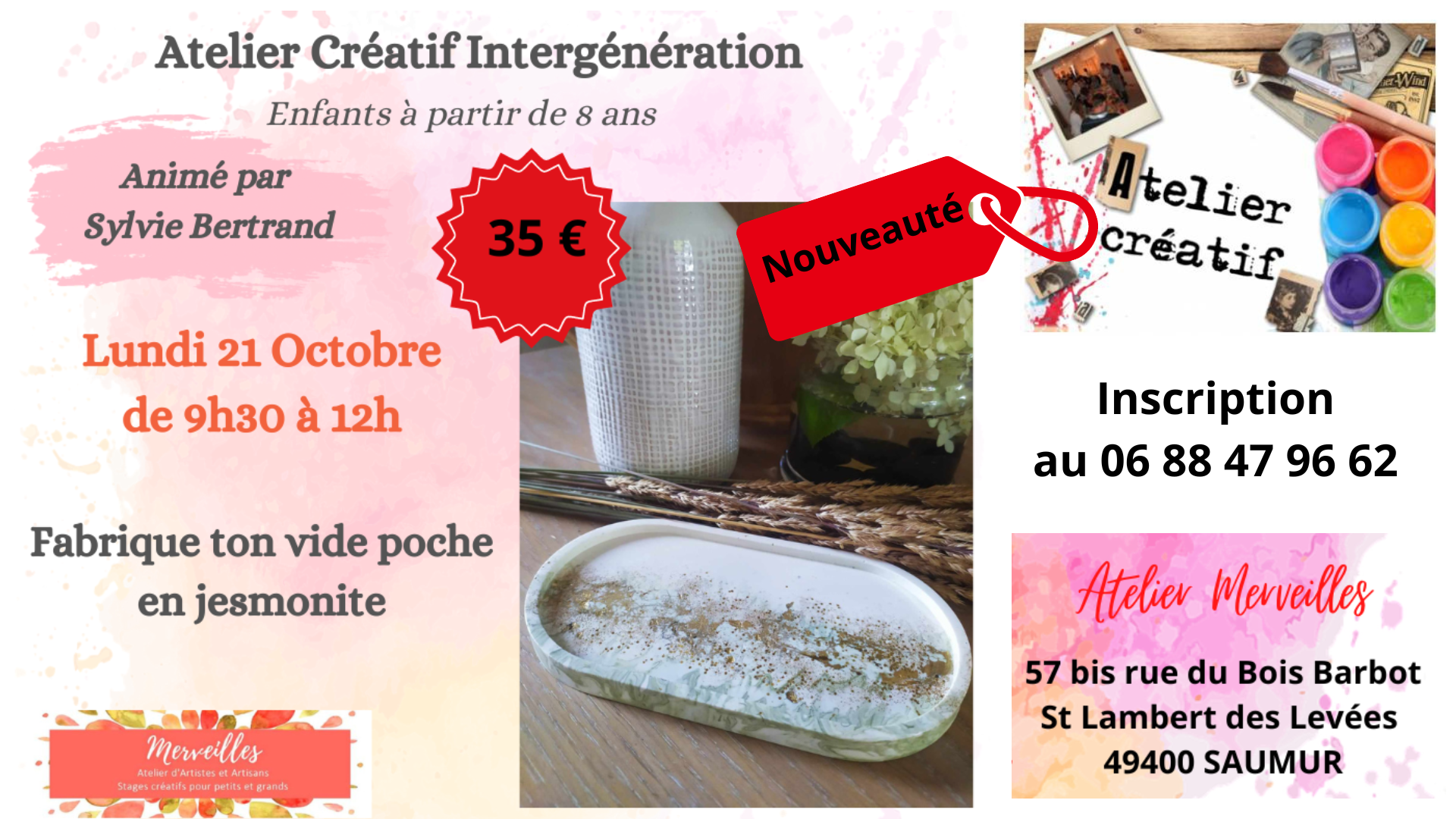 Atelier Jesmonite Intergénération Le 21 oct 2024