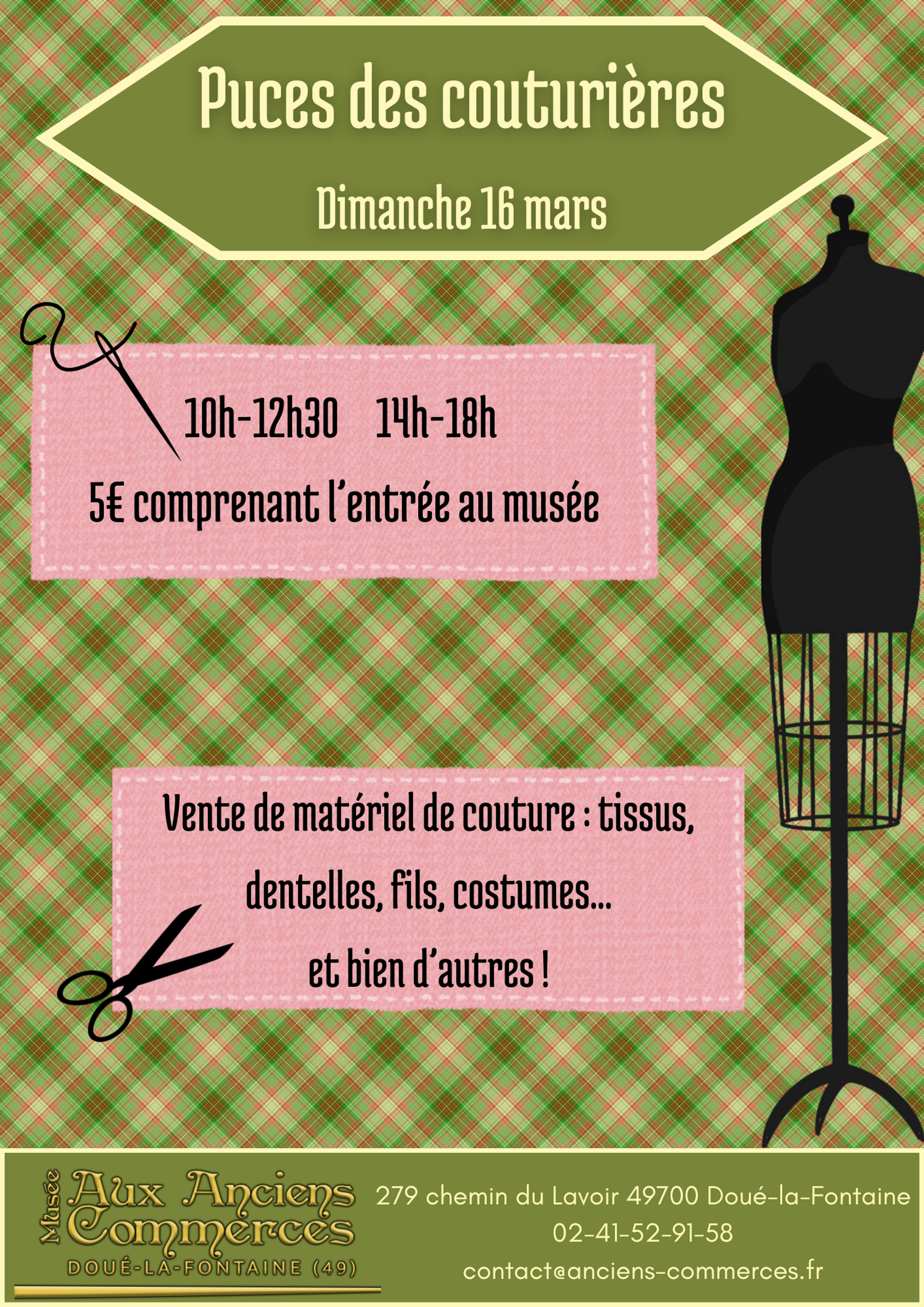 Puces des Couturières aux Anciens Commerces Du 16 mars au 11 mai 2025