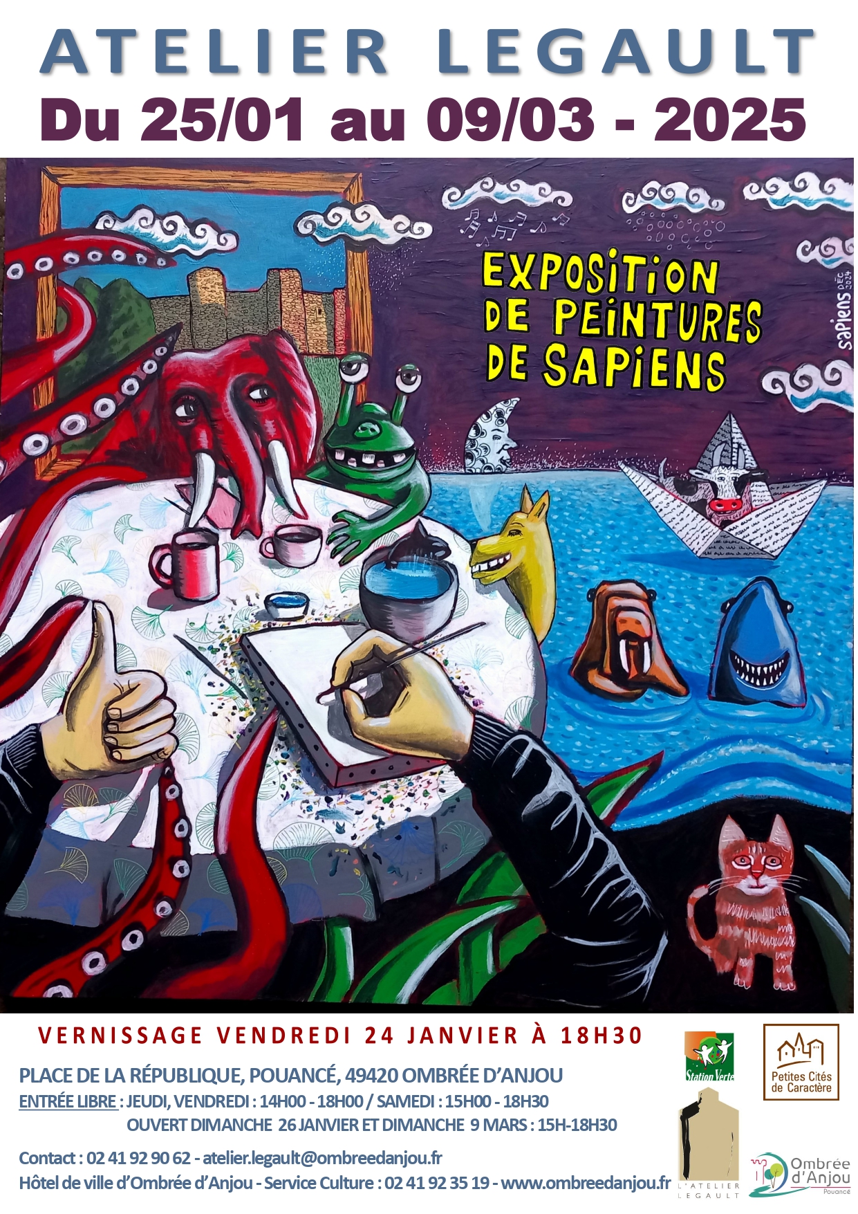 Exposition de Sapiens - Atelier Legault Du 25 janv au 9 mars 2025