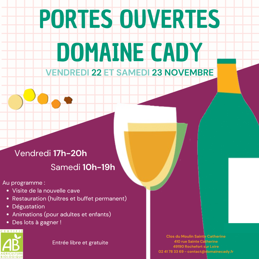 PORTES OUVERTES AU DOMAINE CADY Du 22 au 23 nov 2024