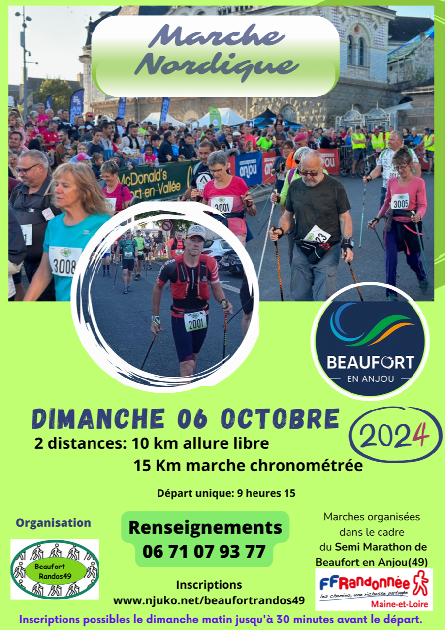 Compétition de Marche Nordique à Beaufort-en-Vallée Le 6 oct 2024