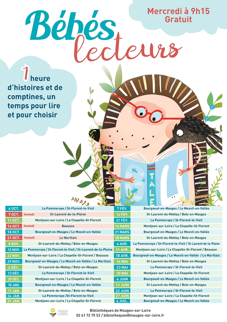 BÉBÉS LECTEURS À LA BIBLIOTHÈQUE DE SAINT LAURENT DE LA PLAINE, MAUGES-SUR-LOIRE