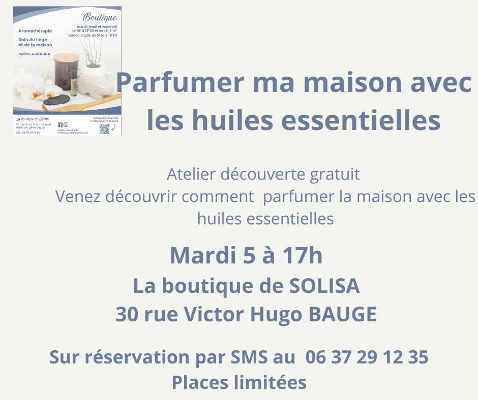 Atelier "Parfumer ma maison avec des huiles essentielles" à... Le 5 nov 2024