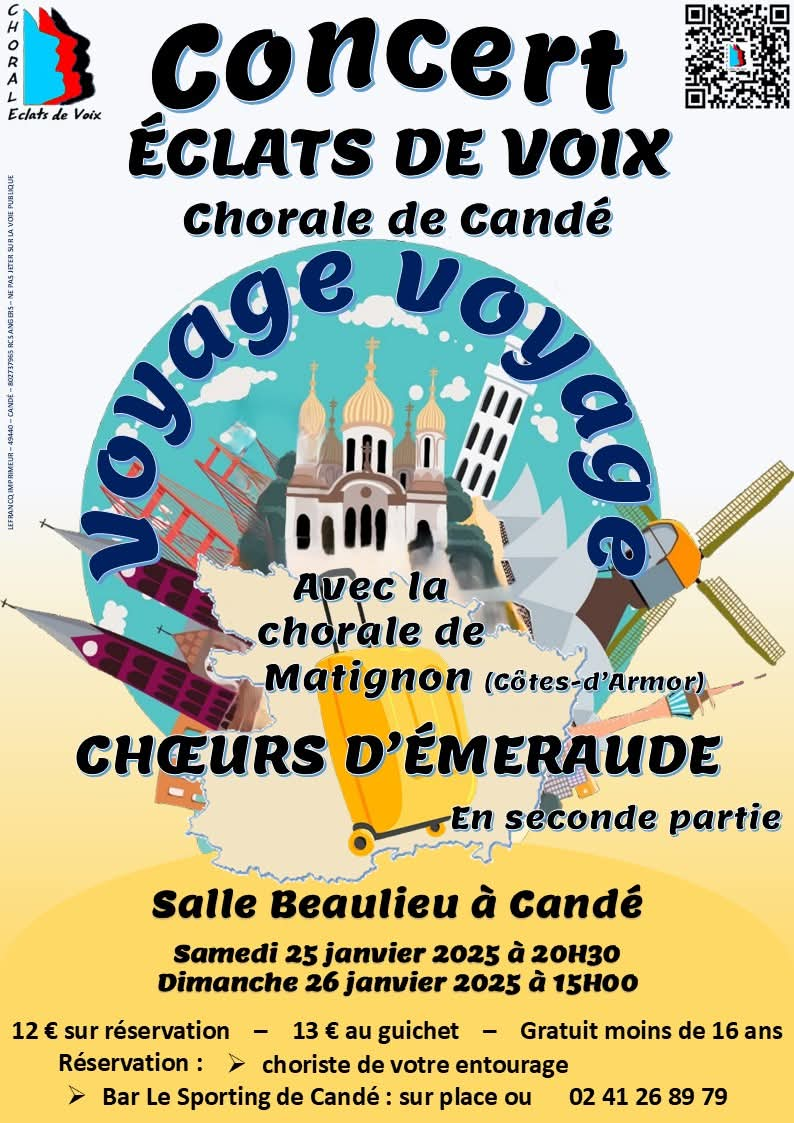 Concert par la chorale "Éclats de Voix" - Candé Du 25 au 26 janv 2025