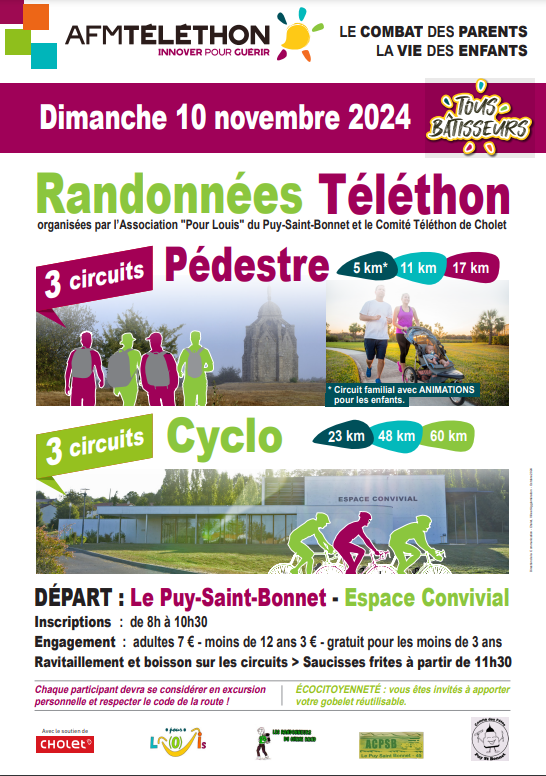 RANDONNÉES DU TÉLÉTHON Le 10 nov 2024