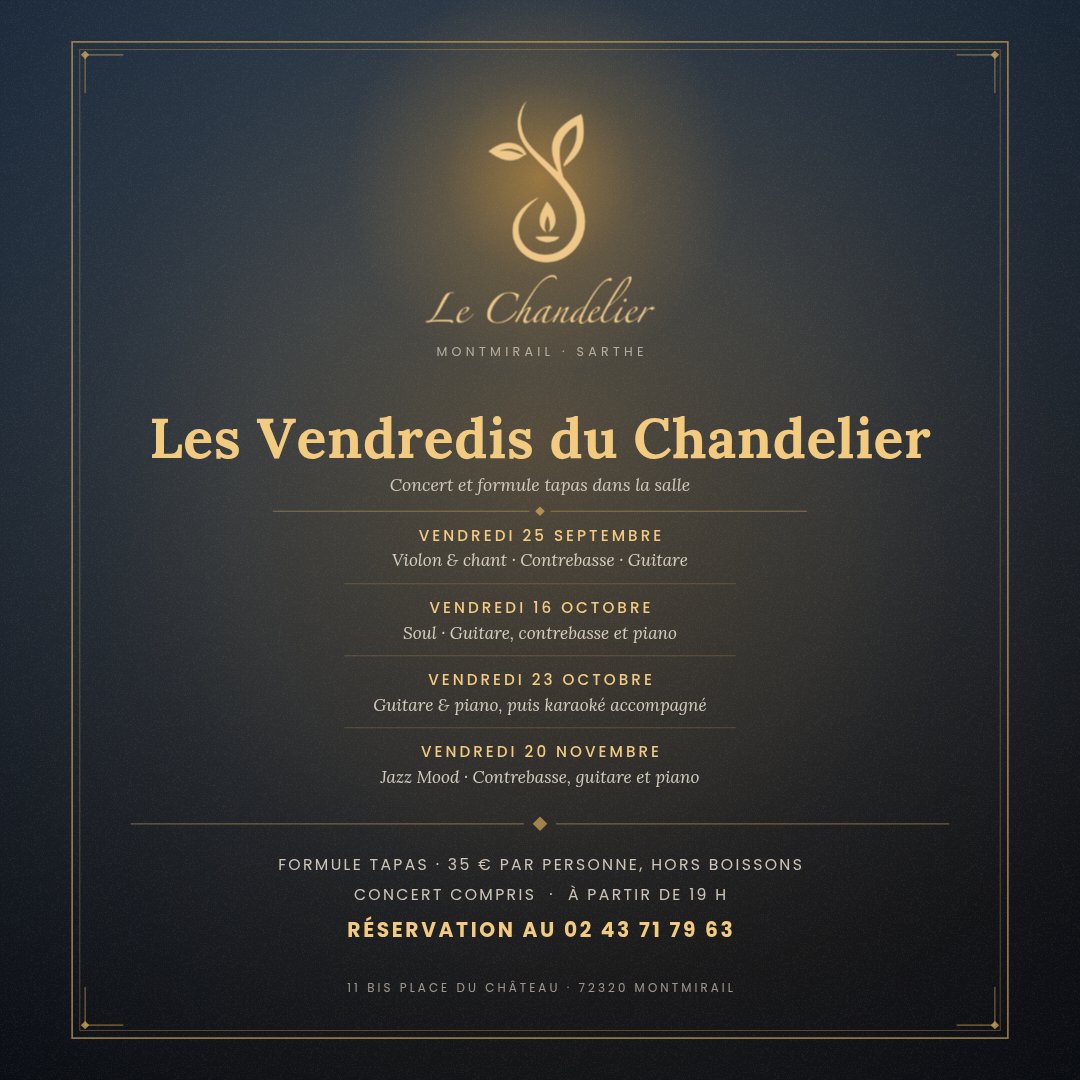 Les Vendredis du Chandelier : Concert et formule tapas